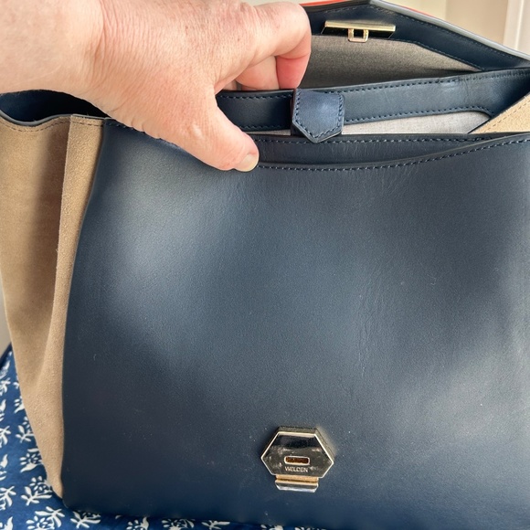 Welden Saunter Leather Suede Handbag Tri-Color Artisian Leatherwork - Picture 5 of 16